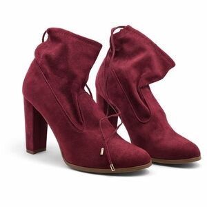 Like New Justfab  Burgundy Women's Heeled Booties Size 8
